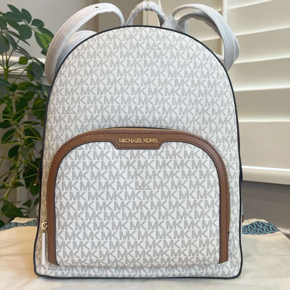 Michael Kors White and Brown Women's Backpack